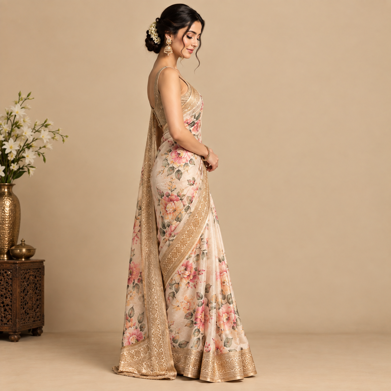 Elegant Floral Saree - Image 2